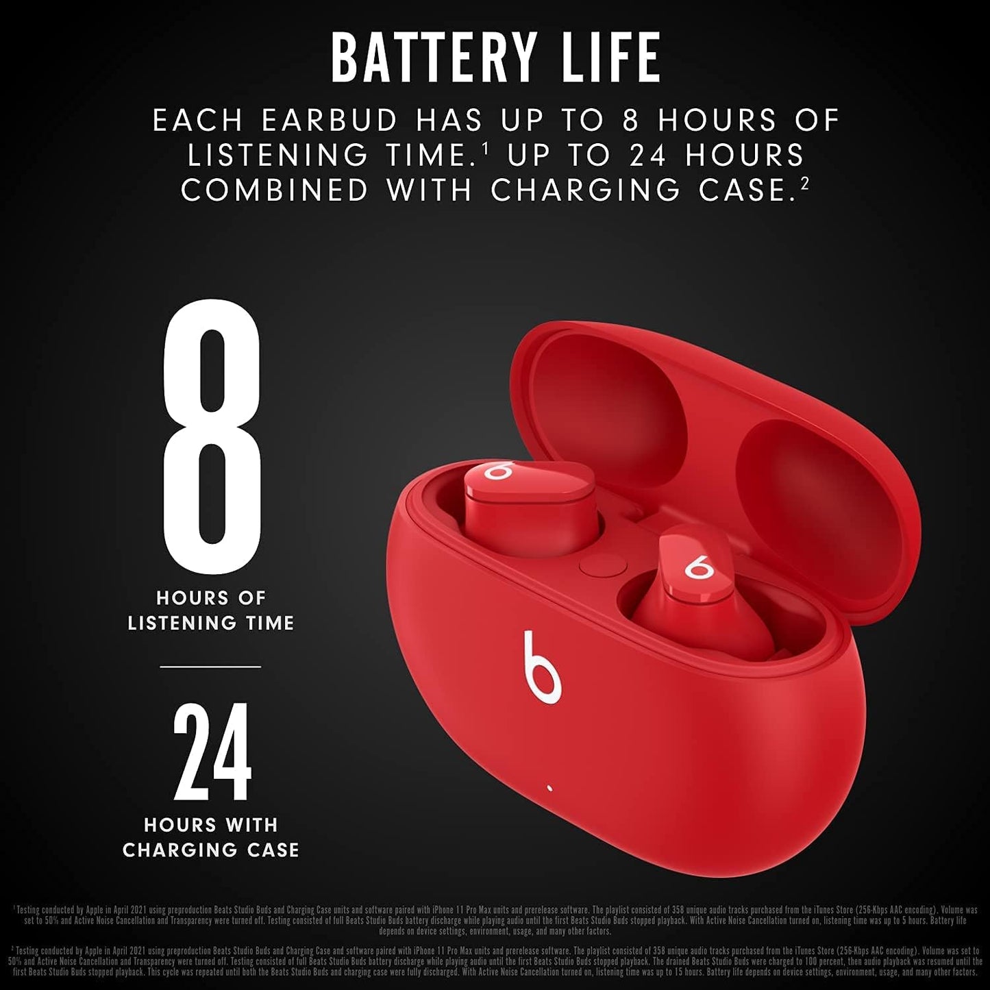 Beats Studio Buds - Audífonos inalámbricos con cancelación de ruido, rojo