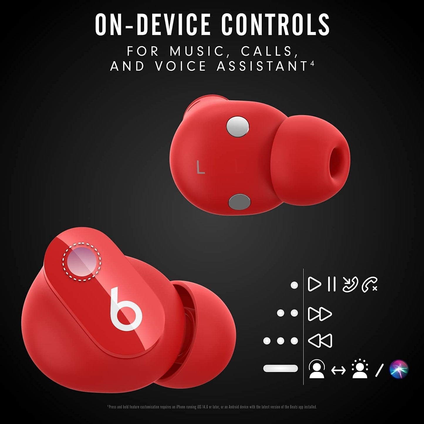 Beats Studio Buds - Audífonos inalámbricos con cancelación de ruido, rojo